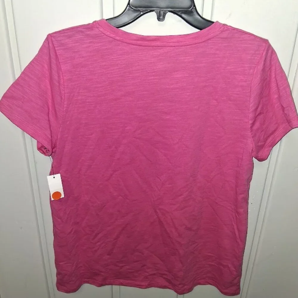 Talbots Cotton Blend Slub Knit Short Sleeve Tee NWT Sz LP Pink - Picture 3 of 4